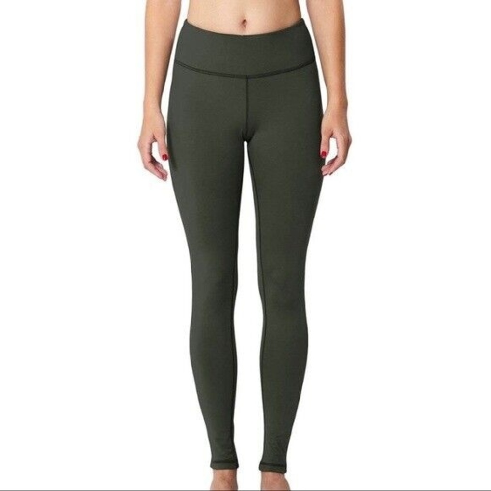 Tesla Womens Size XS Leggings Olive Green waist pocket tummy control full length